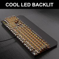 Clavier de jeu mécanique de style machine à écrire OEM ODM avec des touches rondes dorées rétro et un rétroéclairage LED orange