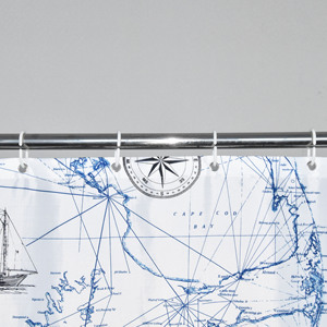 Eco-Friendly Washable Customized World Map Pattern <strong>Nautical</strong> Shower <strong>Curtain</strong> - Product Image 5