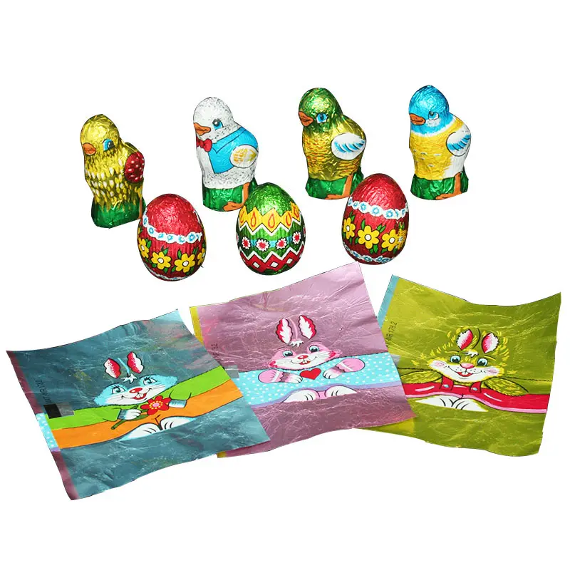 Kemao Easter Gekleurde Ei Chocolade Wrappers Flexografie Op Maat Bedrukt Chocolade Aluminiumfolie Rolfilm