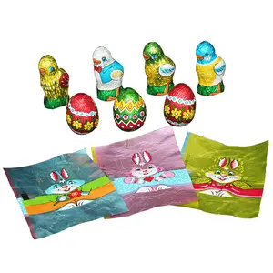 KEMAO Easter Coloured Egg Chocolate Wrappers Flexography Custom Printed Chocolate Aluminum Foil Roll Film