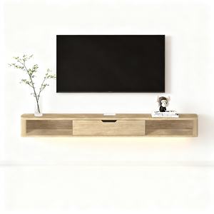 แท่น<span class=keywords><strong>วาง</strong></span><span class=keywords><strong>ทีวี</strong></span>ลอยน้ำพร้อมลิ้นชักไฟ LED สำหรับจัดการสายเคเบิลคอนโซลสื่อไม้โอ๊ค<span class=keywords><strong>ติด</strong></span><span class=keywords><strong>ผนัง</strong></span> - Product Image 3