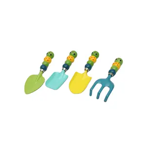 Betaalbare Prijs Duurzaam Tuingereedschap Kit 4 Stuks Spade Hark Milieuvriendelijke Tuingereedschapset Met Cartoon Dier Korte Handgreep