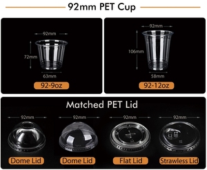 1000pcs 98mm PET <b>Plastic</b> Flat Lids for 98mm 12 14 16 18 20 24 oz PET Cold <b>Plastic</b> <b>Cups</b> - Product Image 2