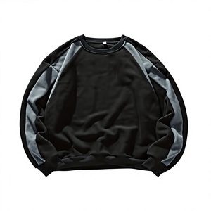 เสื้อสเวตเชิ้ตคอกลมโอเวอร์ไซส์สำหรับผู้ชาย แขนเสื้อแบบแร็กแลน สีพื้น ผ้าฟลีซ สวมใส่สบายๆ สำหรับฤดูใบไม้ร่วง - Product Image 1