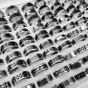 <b>Men's</b> Copper Gold Plated Vintage <b>Rings</b> <b>for</b> <b>Men</b> Women Mixed Batch No Fade <b>Black</b> Biker Band Finger <b>Rings</b> - Product Image 1