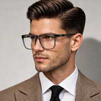 Lunettes de vue carrées classiques TR90 pour homme, monture à rayures texturées, verres optiques anti-lumière bleue, modèle 2287