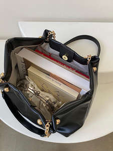 Bolso de Mano de Piel Sintética PU 2026, Bolso de Hombro con Cadena Dorada para Mujer - Product Image 3