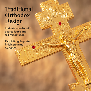 Croix orthodoxe HT plaquée or, crucifix à main en métal <span class=keywords><strong>pour</strong></span> <span class=keywords><strong>les</strong></span> rituels liturgiques des prêtres, décoration d'autel d'église - Product Image 3