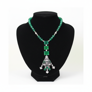 Joyería de moda de lujo para mujer, collar llamativo de Zirconia cúbica Esmeralda simulada, Plata de Ley 925 a la venta - Product Image 1