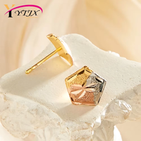 Boucles d'oreilles clous YTJX pour femmes, design tricolore, mini-boucles d'oreilles tendance, bijoux de qualité, vente en gros, accessoires de tous les jours