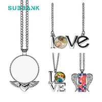 Subbank süblimasyon fotoğraf Metal alet kolye daire melek kanadı kolye süblimasyon kolye boşlukları