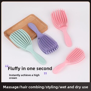 Brosse démêlante Octopus rose pour cheveux bouclés et épais – Massage du cuir chevelu, antistatique, poils doux à pointe ronde – Coiffure - Product Image 3