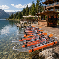 Kayak transparent avec flotteurs stabilisateurs, extra stable, idéal pour débutants, seniors et eaux calmes, flottoirs de location, 1-2 places