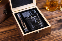 Coffret cadeau de verres à whisky individuels avec glaçons en pierre et boîte en bois pour gravure laser personnalisée – Expédition depuis les États-Unis
