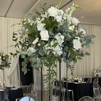 Fleurs artificielles polyvalentes en soie de 50 cm pour décoration de mariage et fournitures MoKtong – Grandes boules de fleurs noires avec présentation pour allée
