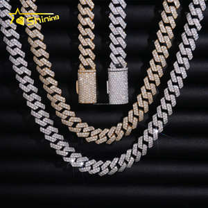 Stock en vrac Livraison directe Vente à chaud Certificat GRA S925 10mm 2 rangées Glacé VVS Moissanite Miami Cuban Link Chain & Bracelet - Product Image 6