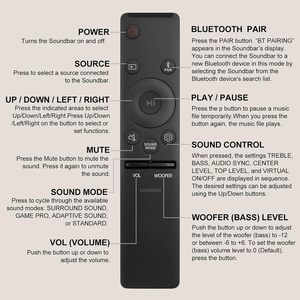 รีโมทคอนโทรลสำหรับซาวด์บาร์ ซัมซุง โฮมเธียเตอร์ ระบบลำโพงเสียงรอบทิศทาง (AH59-02767A) - Product Image 4