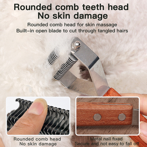 Brosse à cheveux démêlante en bois pour animaux de compagnie avec logo personnalisé en gros d'usine peigne de toilettage pour chiens et chats - Product Image 4