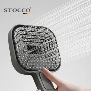 Creative Copper Shower Set Home Intelligent Digital Display Temperature LED Light Bathroom Pressurized Nozzle Shower System Set