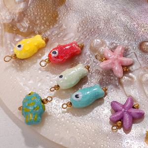 Ocean Series 18K liontin kalung emas gaya segar ikan kecil bintang laut trendi baja tahan karat perhiasan liontin untuk Buddha - Product Image 3