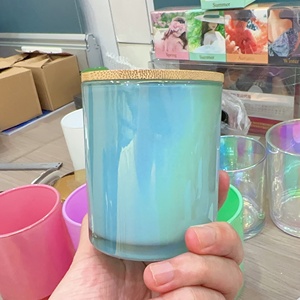 Pot à bougie en verre arc-en-ciel <span class=keywords><strong>LUXE</strong></span> Design 4oz 7oz 10oz 14oz, conteneur personnalisé pour remplir de la cire parfumée, logo et emballage personnalisés - Product Image 4