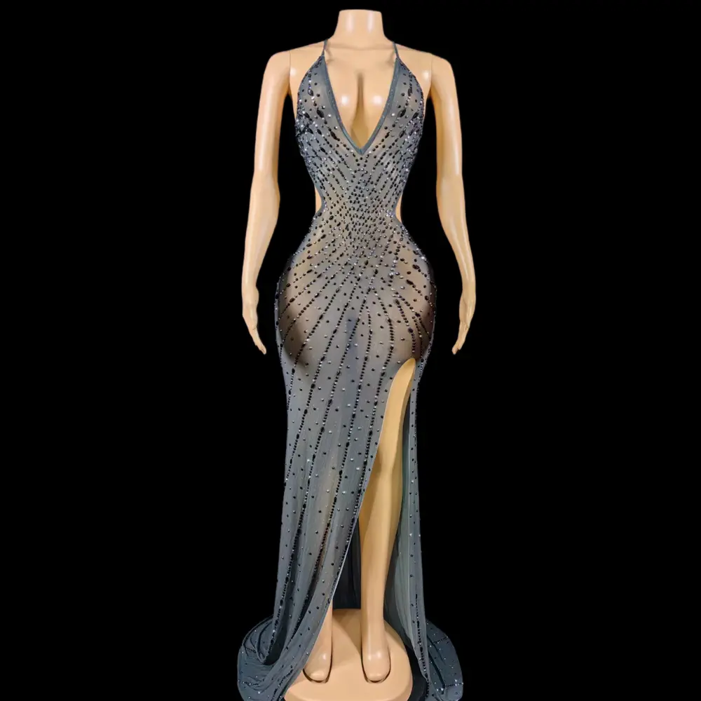 2023 elegante abito da ballo con scollo a V profondo compleanno abito da cerimonia per gli ospiti di nozze vestito da sirena da festa senza schienale abito da sera da donna Maxi