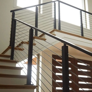 Aanpasbare zwarte schuine 36 inch kabelrailpaal van roestvrij staal, draadkabelrail voor binnen en buiten, moderne metalen railing systemen - Product Image 3