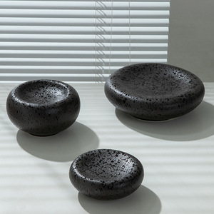 Platos de Cerámica Tailandeses Vintage, Juego de Dos Platos de Porcelana Resistentes a las Manchas, Vajilla Tailandesa Negra - Product Image 5