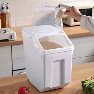 Rice Storage <b>Container</b> Flip Top White Rectangle Moisture Proof Household Use - Product Image 2