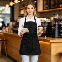 Celemek Bib Polyester Logo Kustom Tali Leher Dapat Disesuaikan 3 Kantong Unisex Barista Restoran Pelayan Kafe