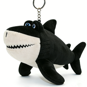 Customized Shark plush keychain, <b>Mini</b> shark <b>keyring</b>, Black white shark plush, Ocean animal keychain - Product Image 2