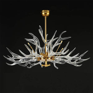 Luminaires contemporains personnalisés Lampe suspendue design créative Hall d'hôtel Galerie Lustre en bois de cerf - Product Image 5