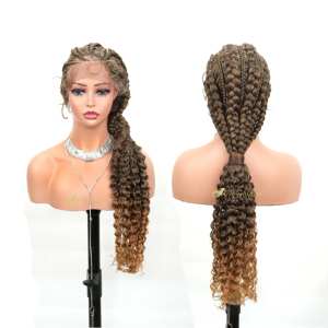 Hot Selling Synthetic <b>Wigs</b> <b>Braided</b> Hairstyles Water Wave Transparent Lightweight Easy Wear Vibrant Trendy Look Comfortable Fit - Product Image 1