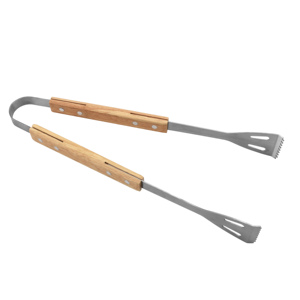 Juego de 3 Utensilios para Barbacoa de Acero Inoxidable Resistente, con Horquilla, Espátula y Pinzas, Mango Largo de Madera de Roble, Resistente al Calor, para Barbacoas Familiares - Product Image 3