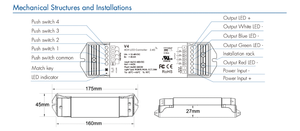 Shinningstar V4 12-48V 5A RF2.4G 4-Channels Constant Voltage <strong>Wires</strong> Smart Dimmers RGBW/RGB/CCT/Dim Led Strip Light <strong>Controller</strong> - Product Image 6
