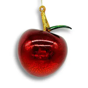 High quality luxury innovative glass ornaments Christmas fruit glass ornaments red apple glass ornaments