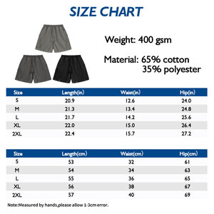 400GSM Vintage Washed Heavyweight Shorts with Stitched Panel Drawstring Casual Streetwear for Men - Product Image 5