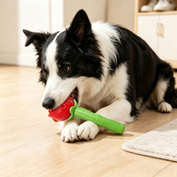 Jouet à mâcher pour chien YMH en TPR, rose simulé, plusieurs couleurs disponibles, avec tige à picots surélevés pour l'hygiène dentaire quotidienne et le jeu