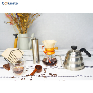 Filters, <strong>Dripper</strong>, Serving, Grinder, Scale with Timer, Wooden Kettle Double Walled Glass Cup <strong>V60</strong> Drip Coffee Maker Set - Product Image 5