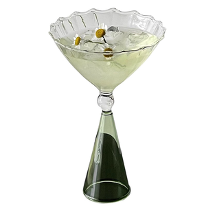 Diseño único Wave Rim Vaso para beber Tallo verde Postre Tazas de helado Vasos de cóctel de <span class=keywords><strong>Martini</strong></span> a rayas - Product Image 6
