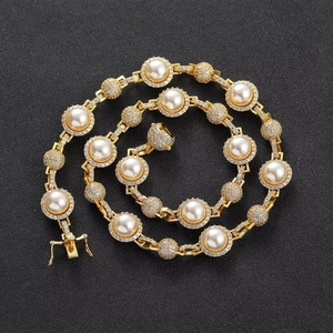 Collier tennis <span class=keywords><strong>de</strong></span> luxe en zircone CZ pour homme et femme, perles <span class=keywords><strong>de</strong></span> zircon - Product Image 4