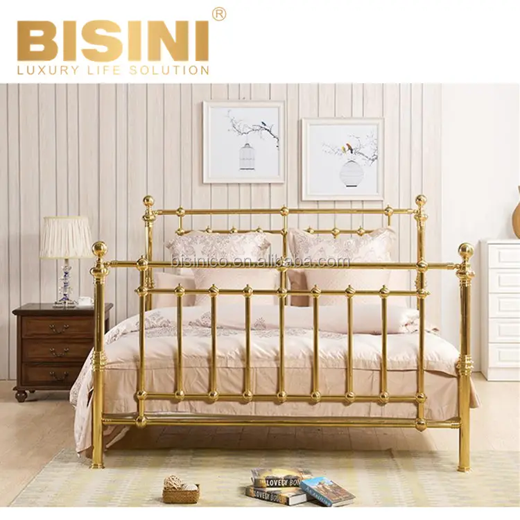 Cama dupla em latão com polimento de ouro, simplicidade estilo nórdico, chegada delicada, cama dupla, elegante, móveis para quarto e casa de banho
