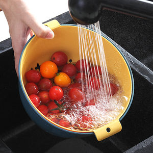 Sesam Gute Qualität Siebe Abfluss korb Doppels chicht Kunststoffs iebe zum Abtropfen von Pasta Gemüse Obst - Product Image 2