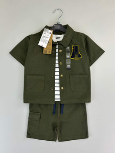 Conjunto Casual de Verão para Bebê Menino J36XL, 3 Peças, Camisa Cargo de Manga Curta + Camiseta Interna + Shorts Sólidos, Atacado - Product Image 4