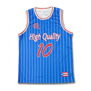 เสื้อบาสเก็ตบอลกีฬาสไตล์สตรีทเสื้อพิมพ์ซับลิเมชันสีฟ้า - Product Image 2
