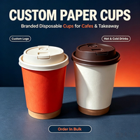 Gobelet à café en papier jetable à double paroi avec couvercle, personnalisable avec logo, pour emporter, 8 oz, 12 oz, 16 oz
