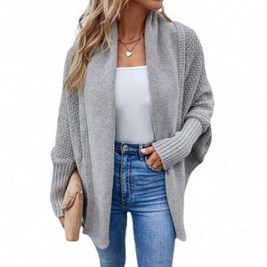 Cardigan en tricot ample à col rond et manches classiques pour femme, en laine/cachemire, couleur unie, idéal pour l'automne, modèle J0204 - Product Image 1