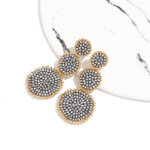 Orecchini decorativi di moda con perline appesi a mano con cuciture colorate per donne e ragazze bohémien rotonde con perline - Product Image 5