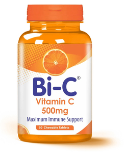 Comprimés à croquer de vitamine C 500 mg |   Complément antioxydant pour le soutien immunitaire et la santé de la peau |   Certifié Halal |   30 comprimés - Product Image 1