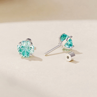 925 Silber Eisgrüne Kristall-Kleeblatt-Ohrstecker für Damen, Blumen-Ohrstecker mit AAA Zirkon, Geburtstagsgeschenk BSE1299